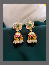 Polki Kundan Earring With Rie Pearls- KE00329